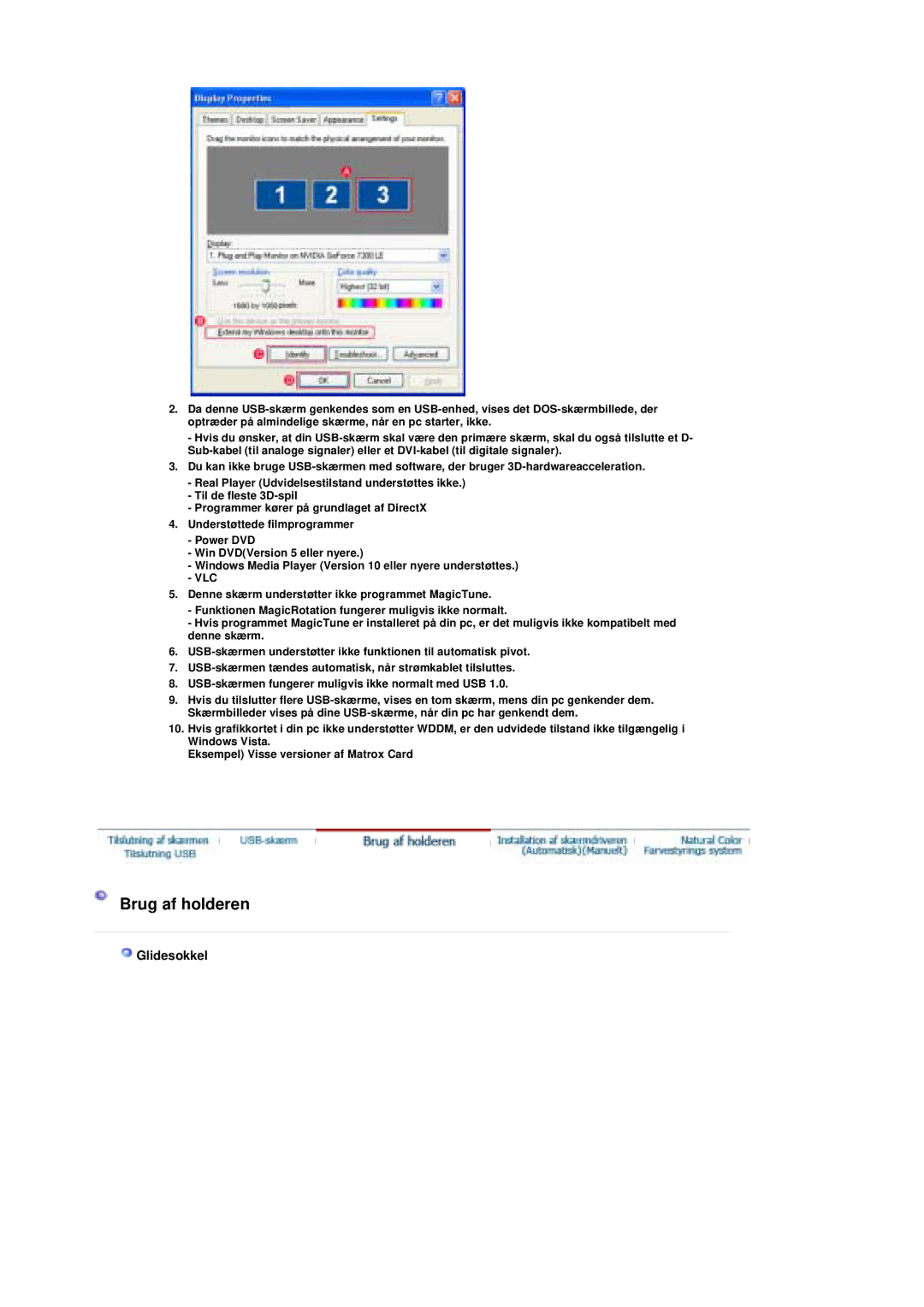 Samsung LS19UBPESQ/EDC, LS19UBQESQ/EDC manual Brug af holderen, Glidesokkel 