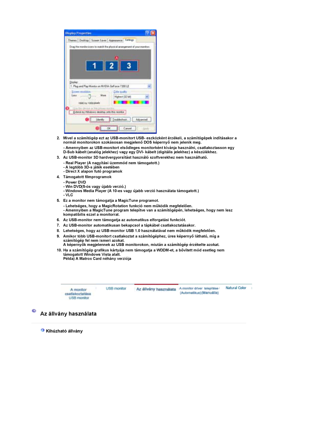 Samsung LS19UBPESQ/EDC, LS19UBQESQ/EDC manual Az állvány használata, Kihúzható állvány 