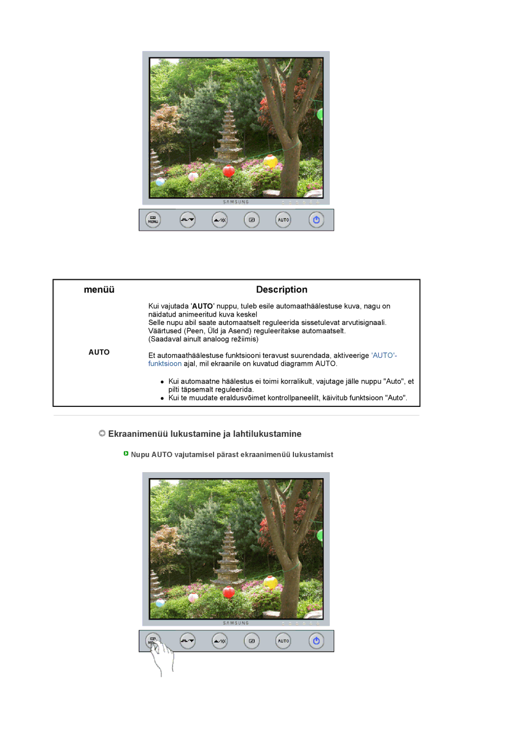 Samsung LS19UBPESQ/EDC manual Menüü, Description 