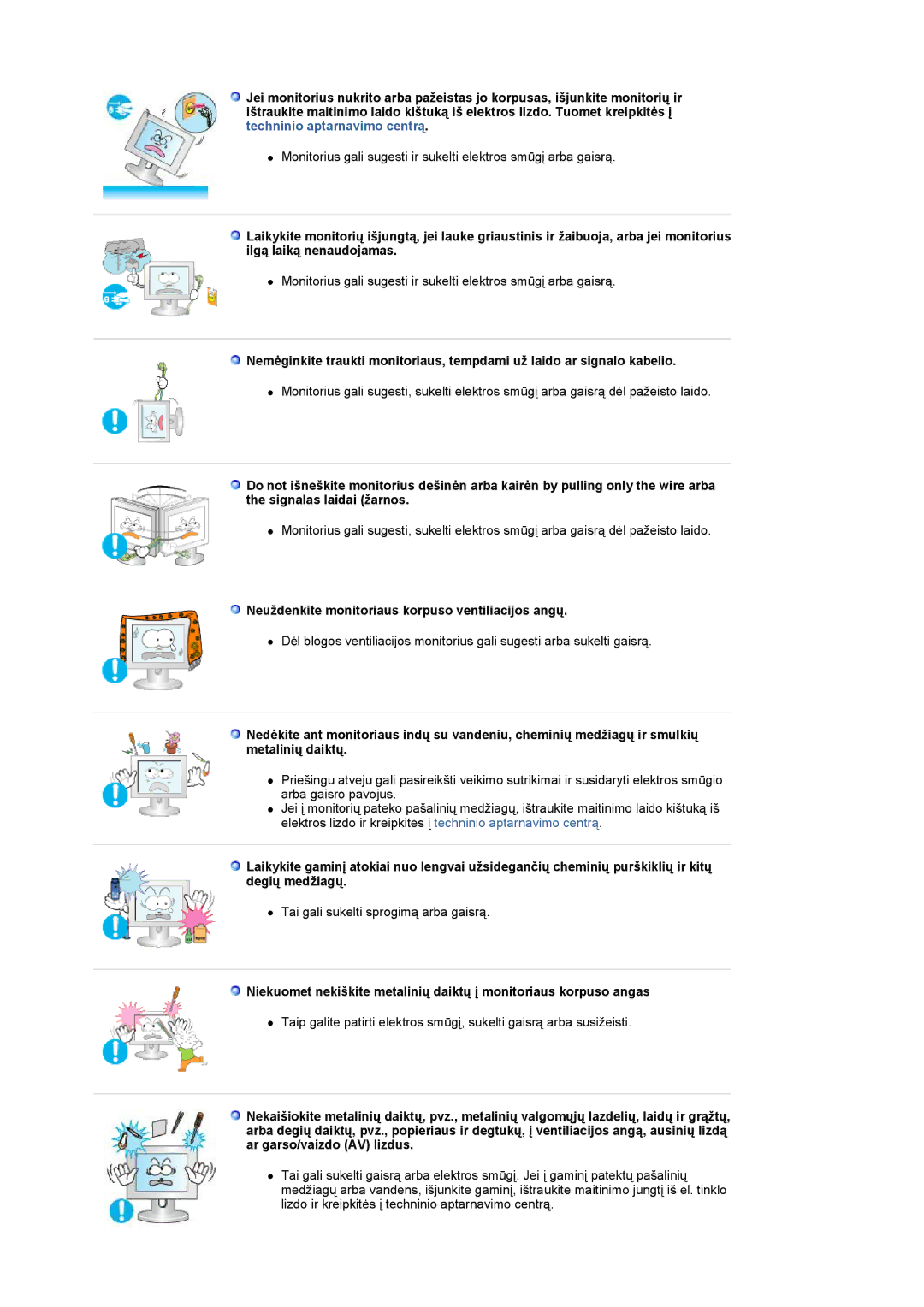 Samsung LS19UBPESQ/EDC manual Neuždenkite monitoriaus korpuso ventiliacijos angų 