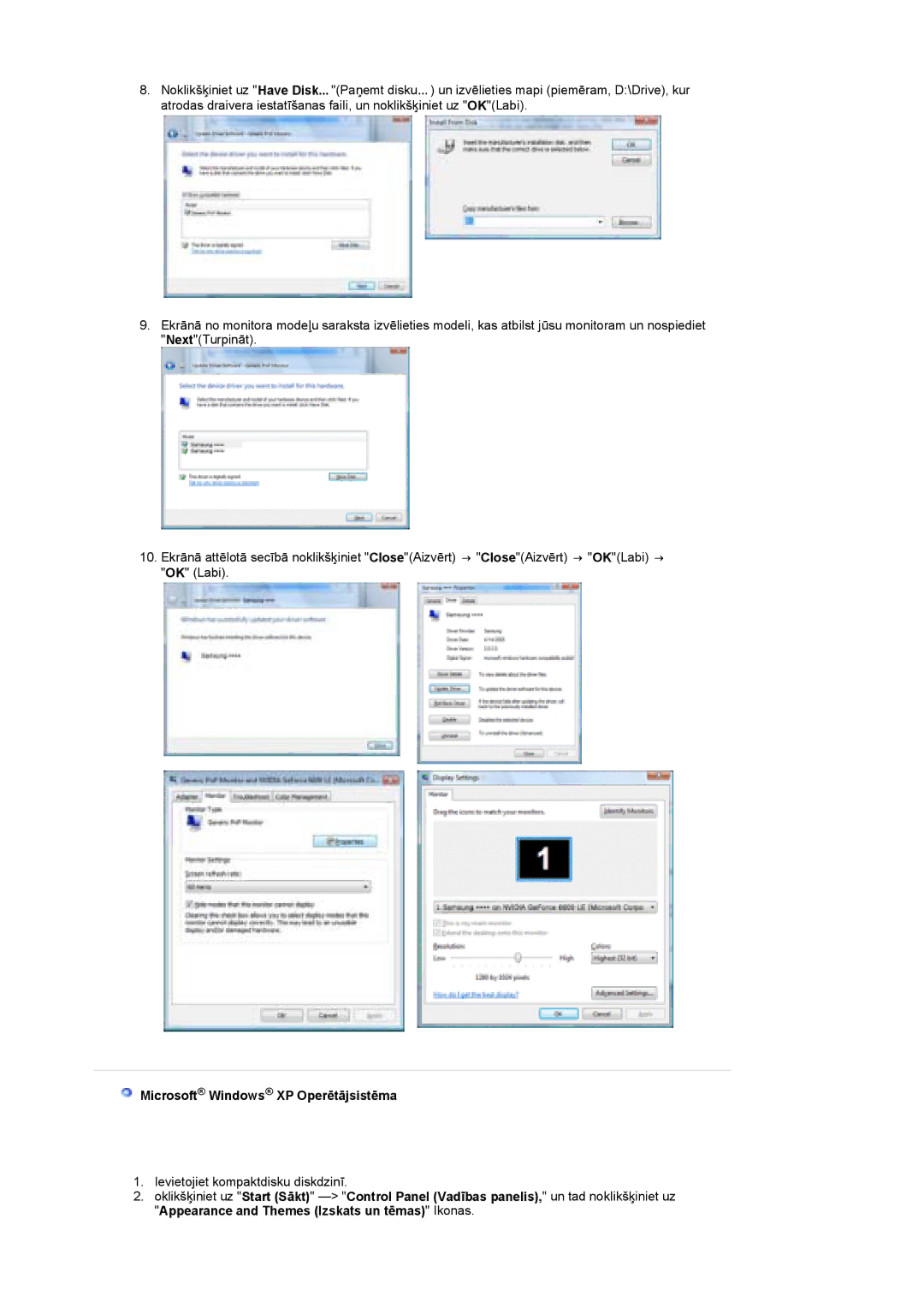 Samsung LS19UBPESQ/EDC manual Microsoft Windows XP Operētājsistēma 