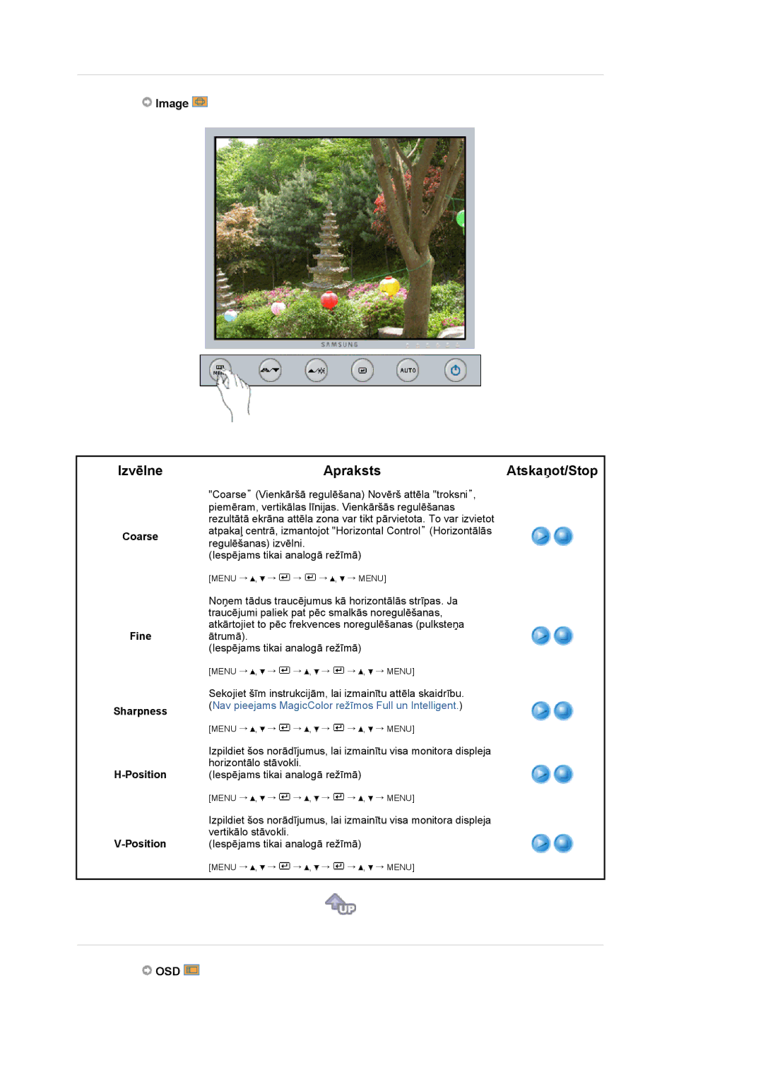 Samsung LS19UBPESQ/EDC manual Coarse Fine Sharpness, Position 