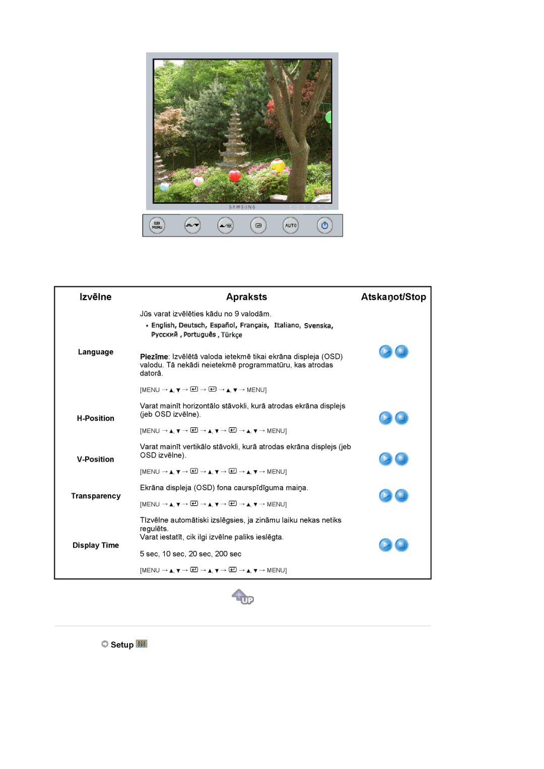 Samsung LS19UBPESQ/EDC manual Language Position Transparency Display Time 