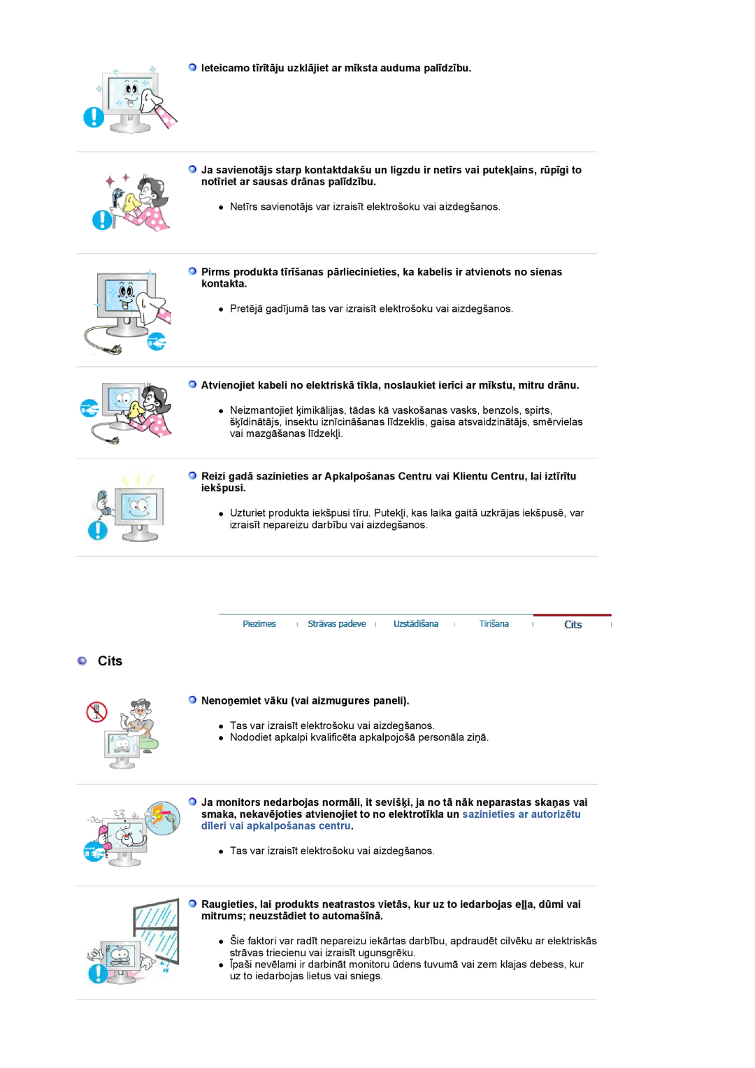 Samsung LS19UBPESQ/EDC manual Cits, Nenoņemiet vāku vai aizmugures paneli 