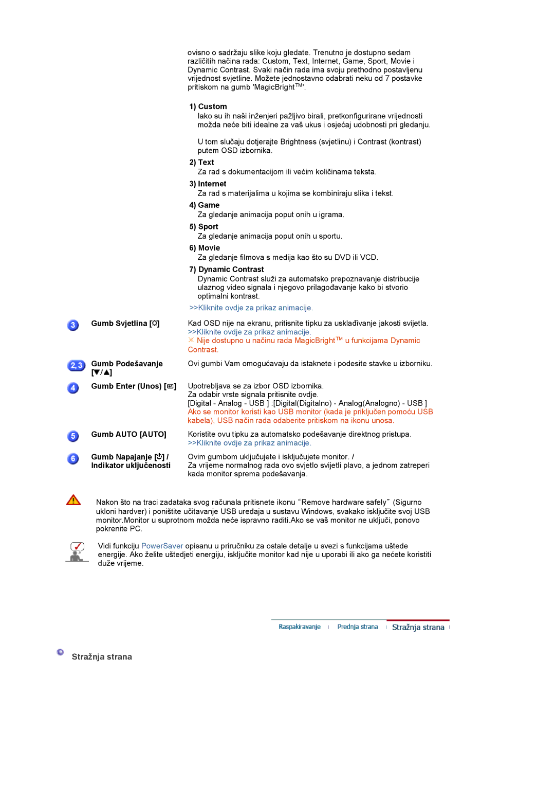 Samsung LS19UBPESQ/EDC manual Custom, Text, Internet, Game, Sport, Movie, Dynamic Contrast 