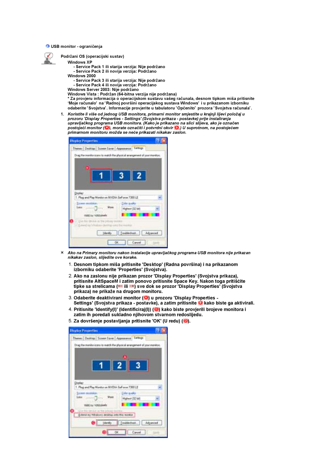 Samsung LS19UBPESQ/EDC manual Windows Vista Podržan 64-bitna verzija nije podržana 