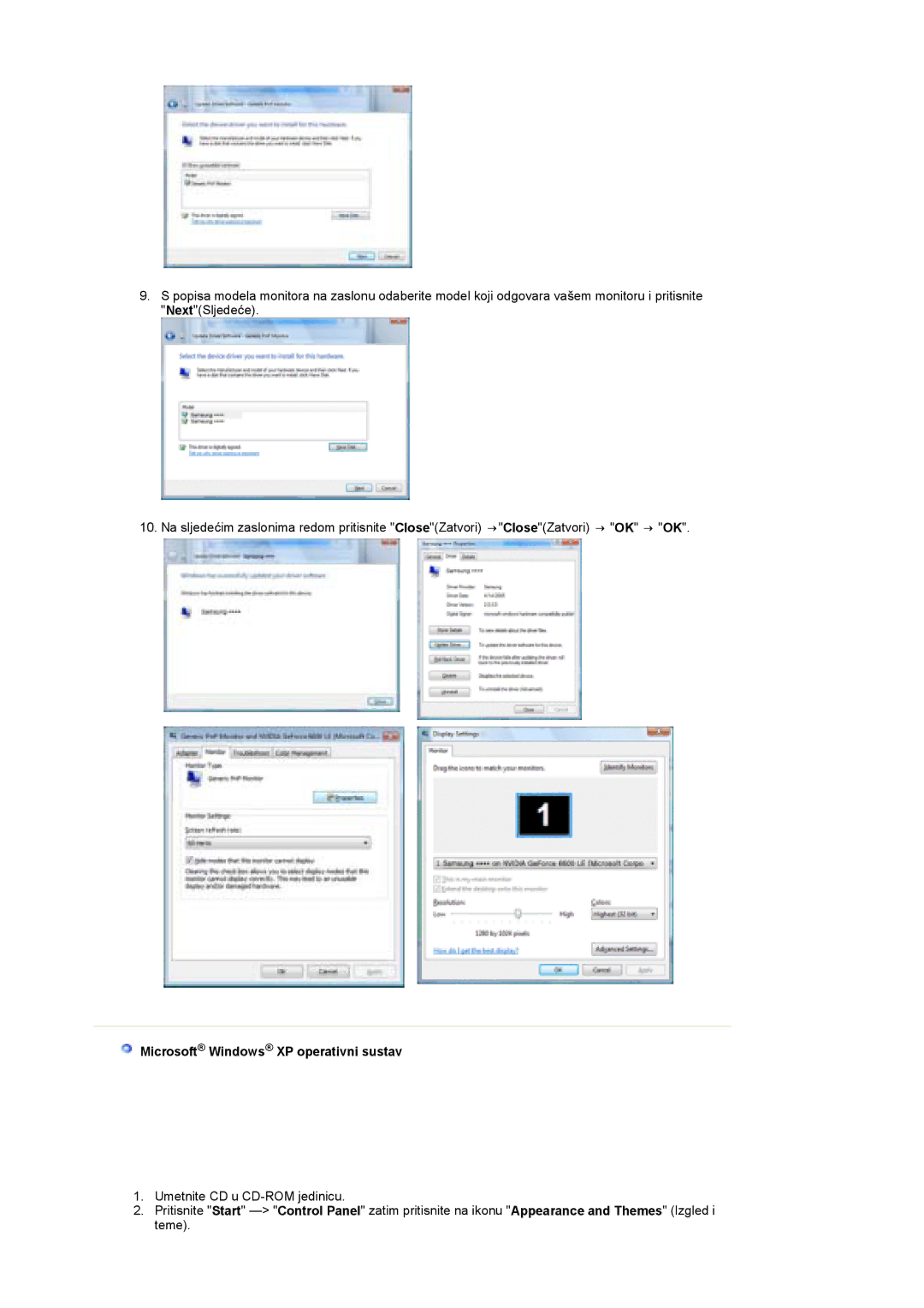 Samsung LS19UBPESQ/EDC manual Microsoft Windows XP operativni sustav 