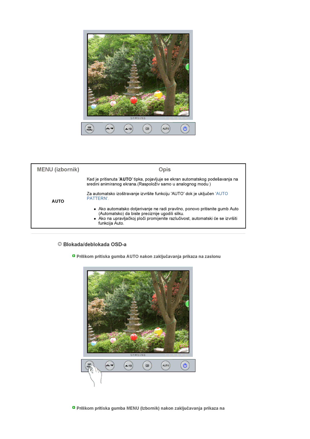 Samsung LS19UBPESQ/EDC manual Menu izbornik 