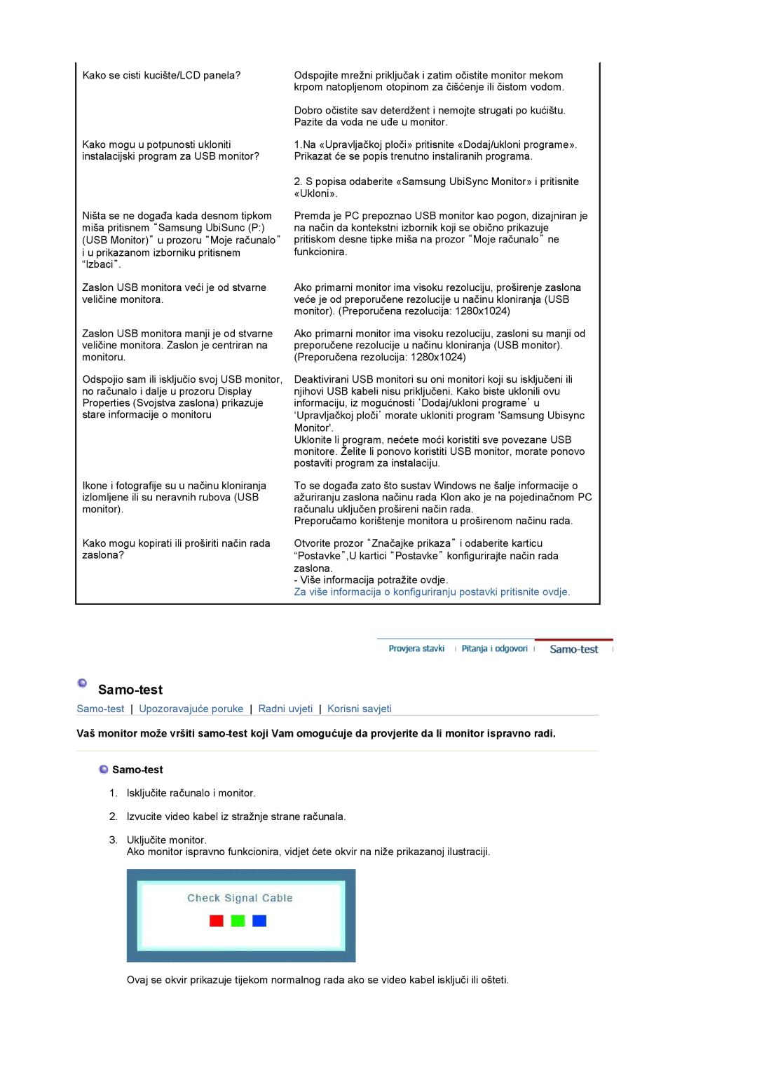 Samsung LS19UBPESQ/EDC manual Samo-test 