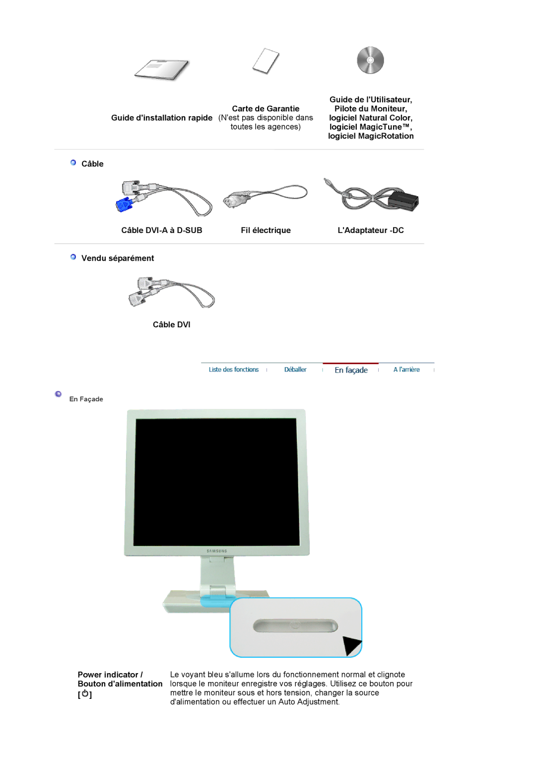 Samsung LS17VDPXHQ/EDC, LS19VDPXBQ/EDC, LS19VDPXHQ/EDC Guide de lUtilisateur, Logiciel MagicTune, Logiciel MagicRotation 