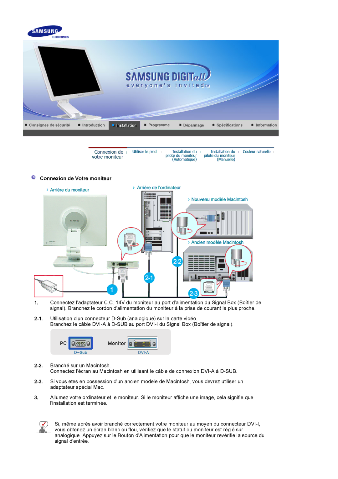 Samsung LS19VDPXHQ/EDC, LS19VDPXBQ/EDC, LS17VDPXHQ/EDC manual Connexion de Votre moniteur 