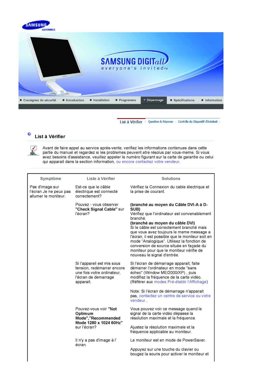 Samsung LS17VDPXHQ/EDC, LS19VDPXBQ/EDC manual Branché au moyen du Câble DVI-A à D- SUB, Branché au moyen du câble DVI 