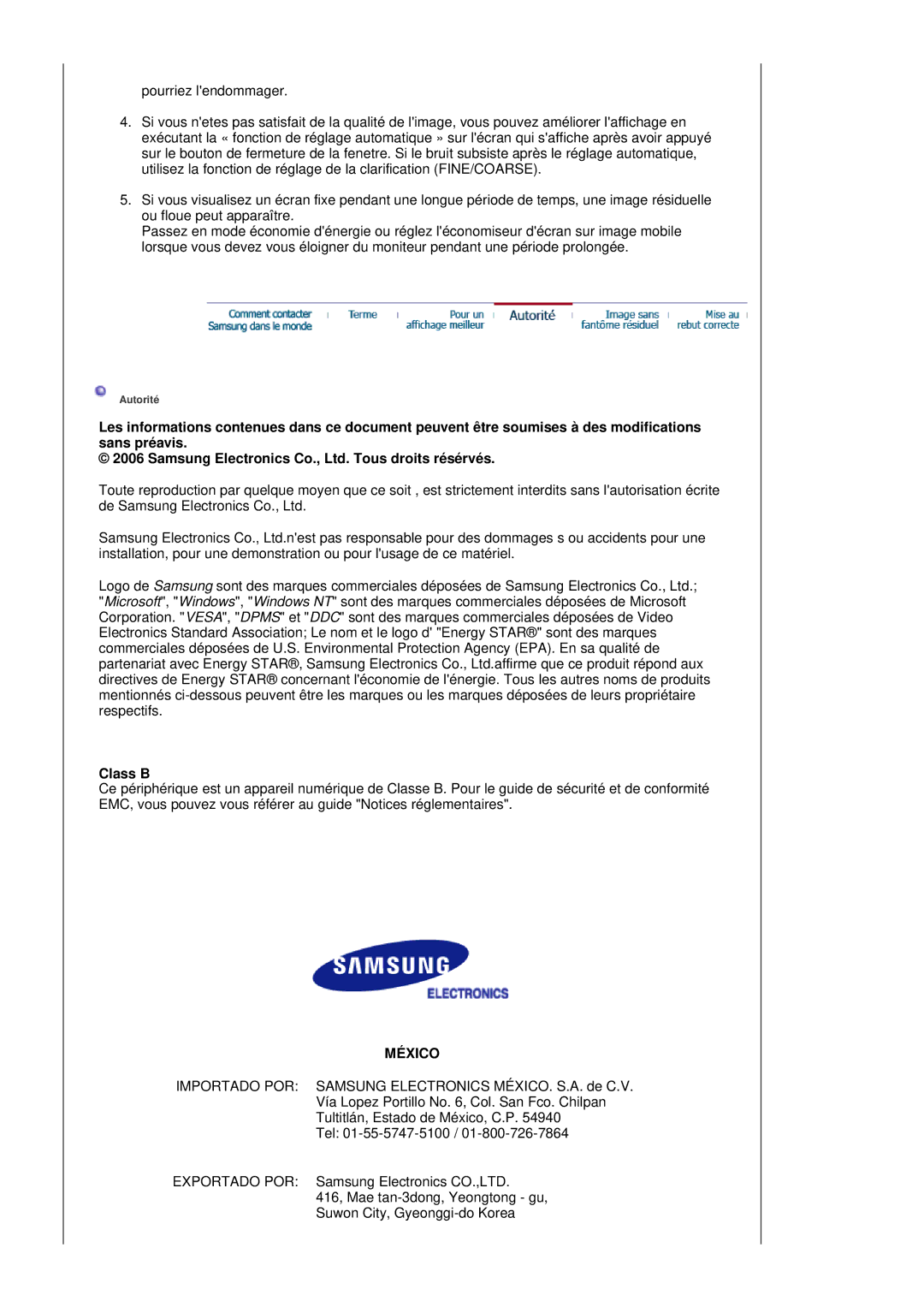 Samsung LS19VDPXHQ/EDC, LS19VDPXBQ/EDC, LS17VDPXHQ/EDC manual México 