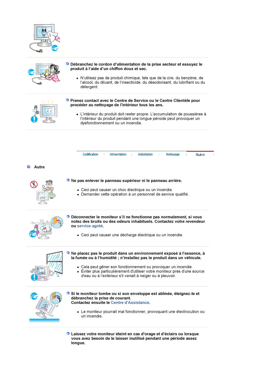 Samsung LS19VDPXBQ/EDC, LS19VDPXHQ/EDC, LS17VDPXHQ/EDC manual Ceci peut causer une décharge électrique ou un incendie 