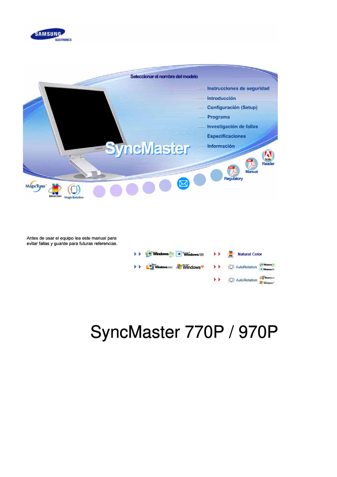 Samsung LS19VDPXHQ/EDC, LS19VDPXBQ/EDC, LS17VDPXHQ/EDC manual SyncMaster 770P / 970P 