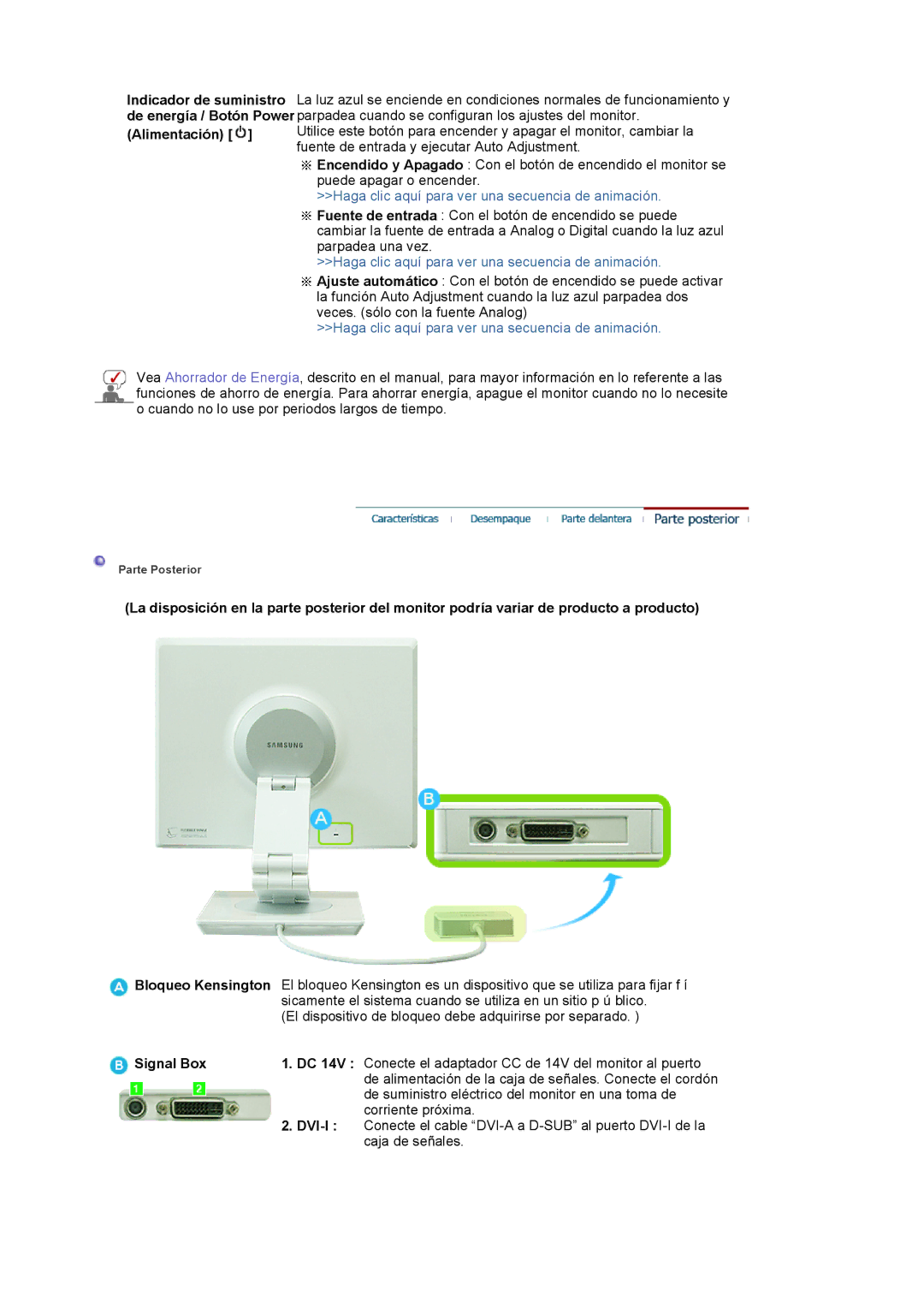 Samsung LS19VDPXBQ/EDC, LS19VDPXHQ/EDC, LS17VDPXHQ/EDC manual Signal Box, Dvi-I 