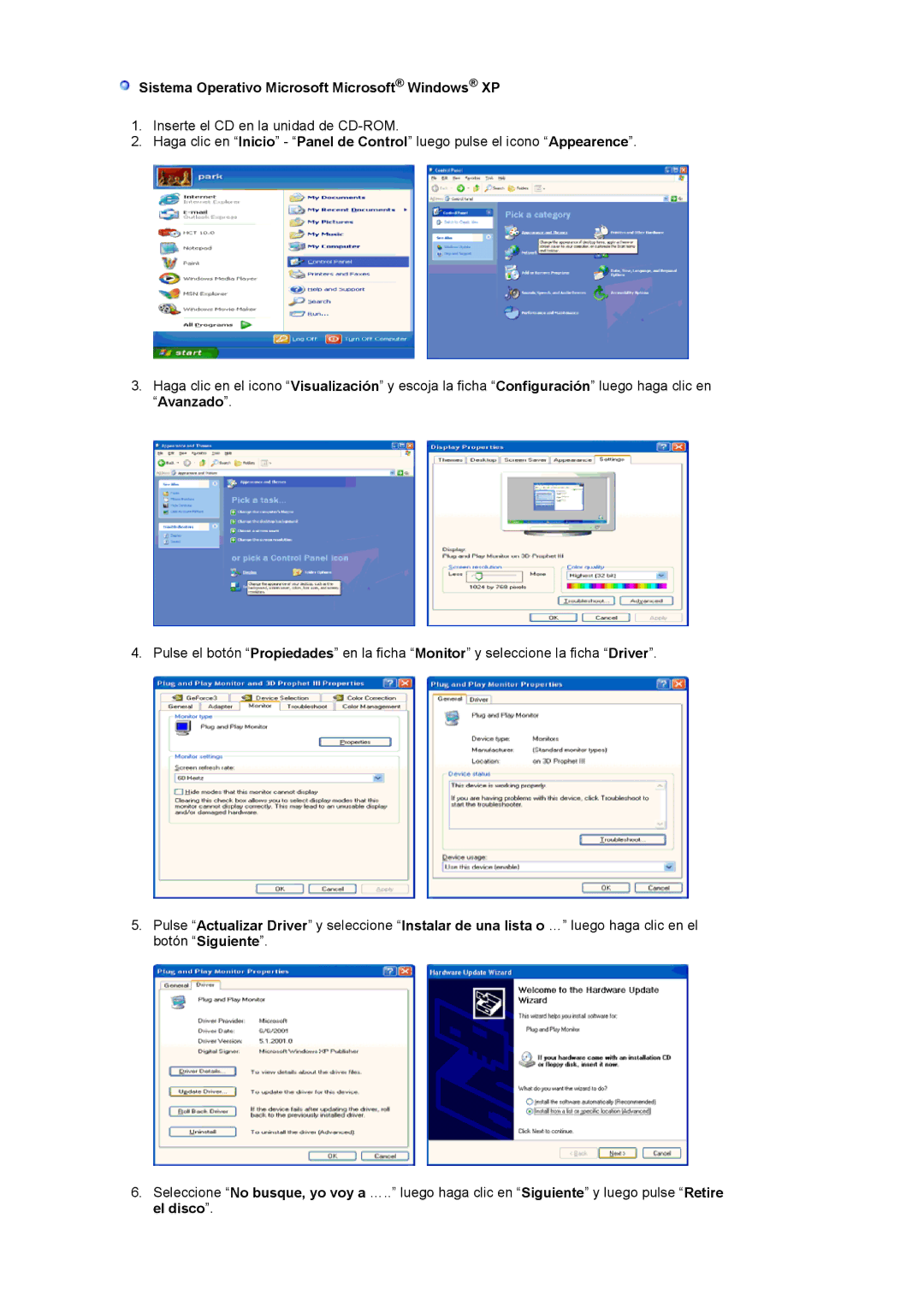 Samsung LS19VDPXBQ/EDC, LS19VDPXHQ/EDC, LS17VDPXHQ/EDC manual Sistema Operativo Microsoft Microsoft Windows XP 