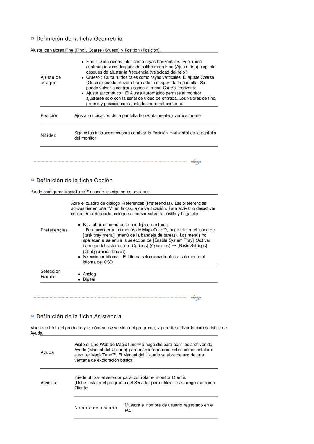 Samsung LS17VDPXHQ/EDC, LS19VDPXBQ/EDC, LS19VDPXHQ/EDC manual Definición de la ficha Geometría 