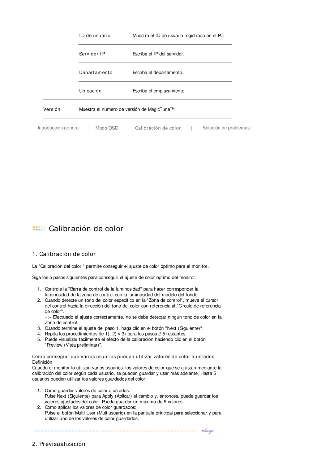 Samsung LS19VDPXBQ/EDC, LS19VDPXHQ/EDC, LS17VDPXHQ/EDC manual Calibración de color 