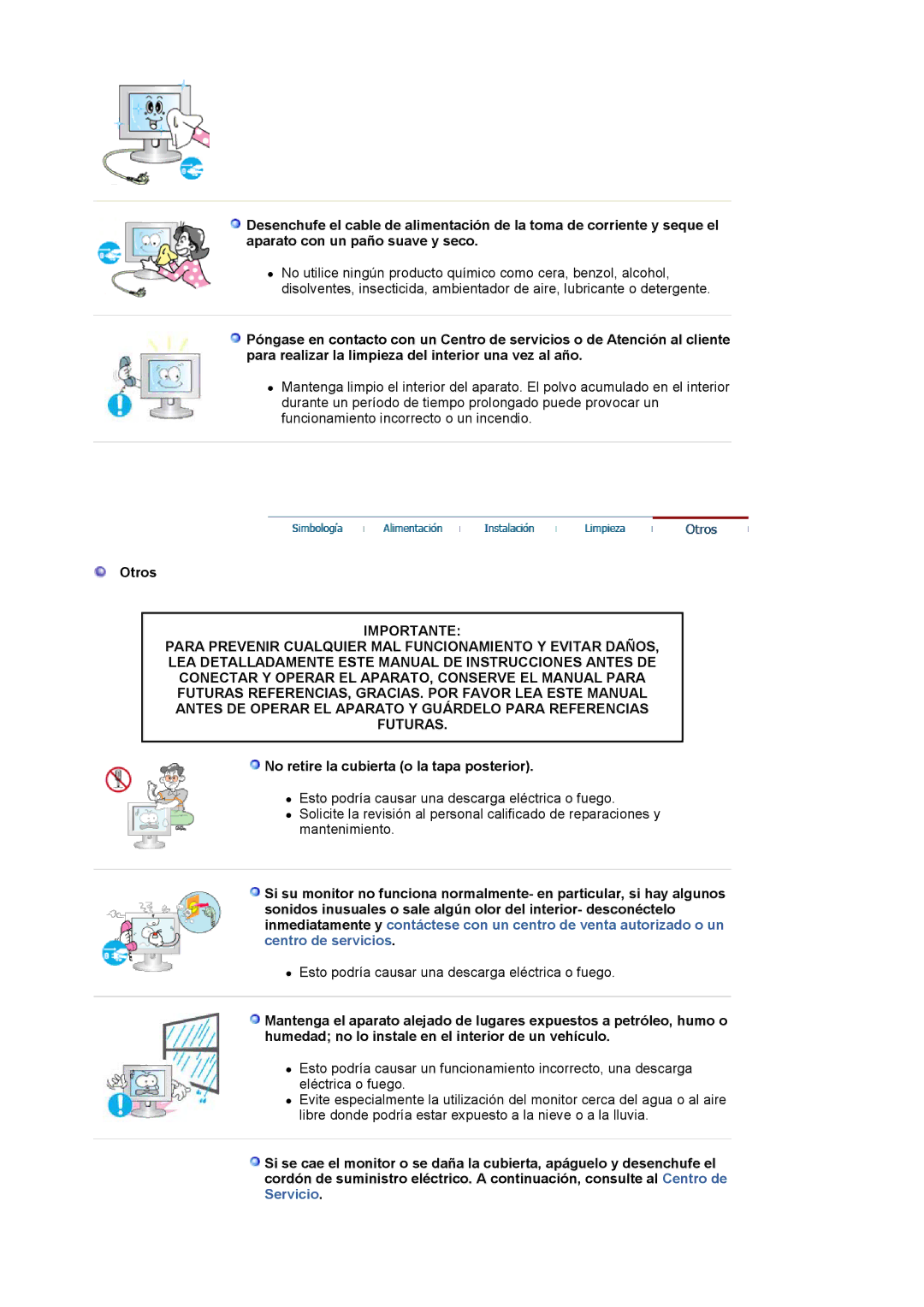 Samsung LS19VDPXBQ/EDC, LS19VDPXHQ/EDC, LS17VDPXHQ/EDC manual Otros, No retire la cubierta o la tapa posterior 