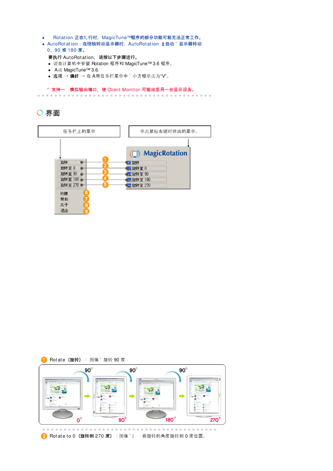 Samsung LS17VDPXHQ/EDC, LS19VDPXBQ/EDC, LS19VDPXHQ/EDC manual 支持一个模拟拟出端口，使 Client Monitor 可拟出至另一台图示设设。 