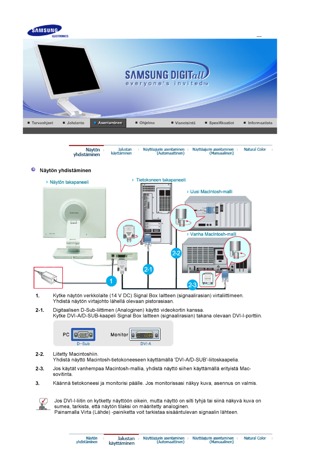 Samsung LS19VDPXBQ/EDC, LS19VDPXHQ/EDC manual Näytön yhdistäminen 