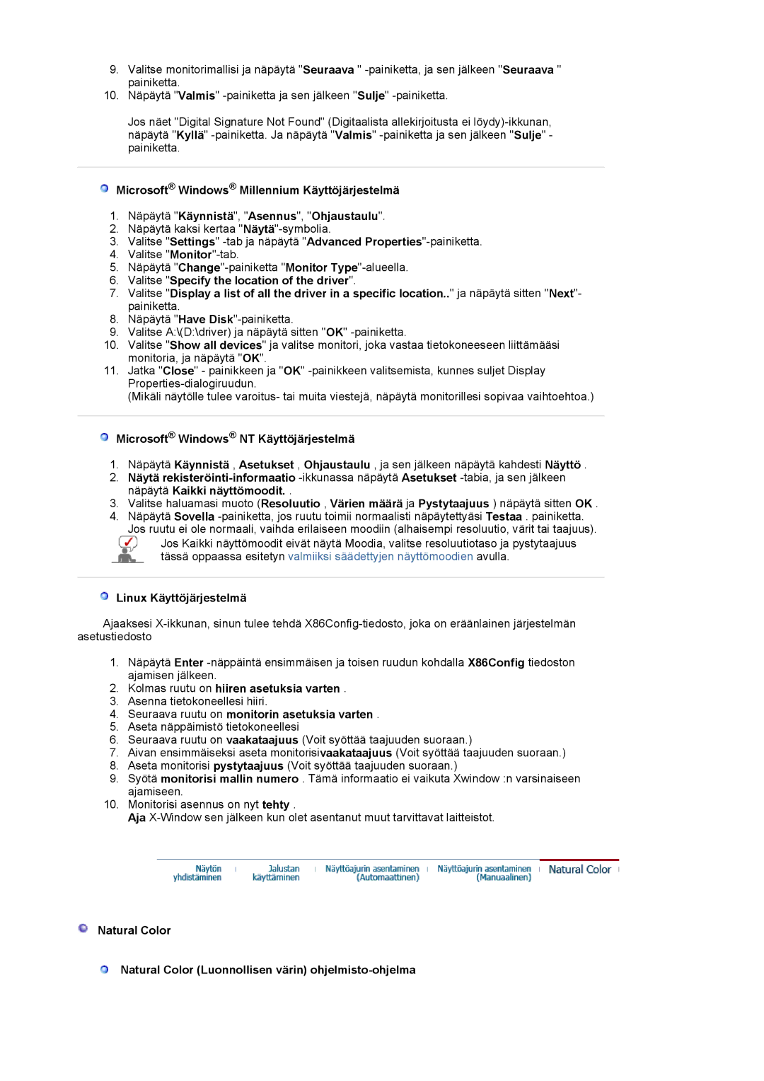 Samsung LS19VDPXBQ/EDC, LS19VDPXHQ/EDC manual Microsoft Windows NT Käyttöjärjestelmä, Linux Käyttöjärjestelmä 