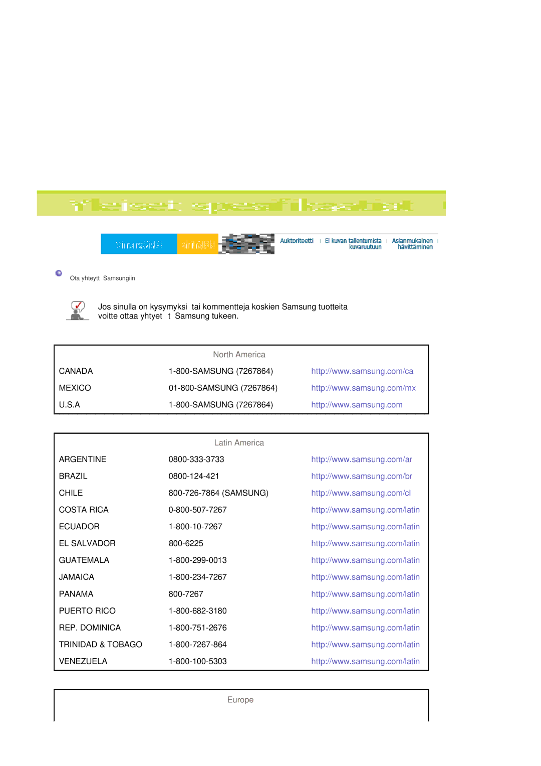 Samsung LS19VDPXHQ/EDC, LS19VDPXBQ/EDC manual North America 