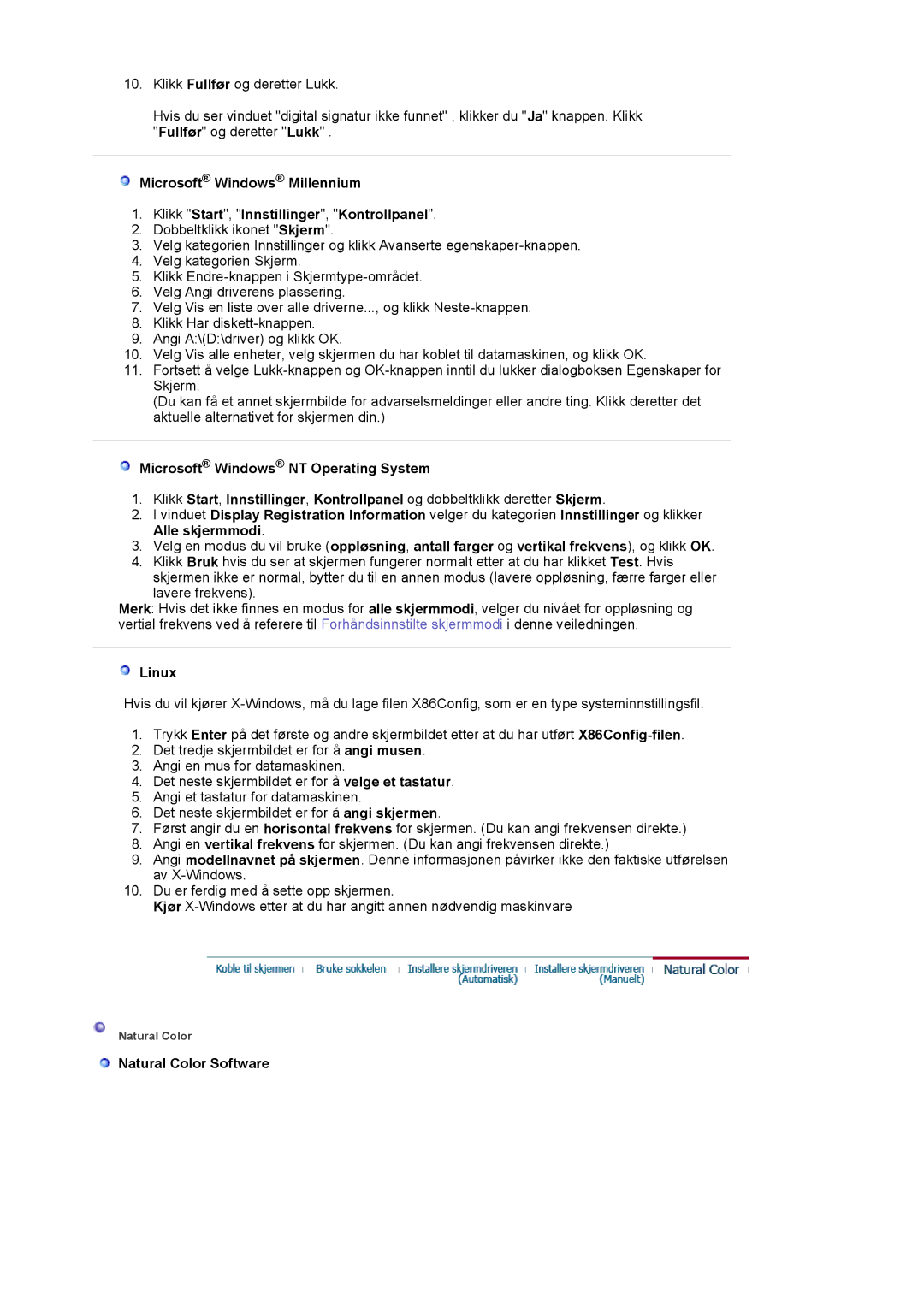 Samsung LS19VDPXHQ/EDC, LS19VDPXBQ/EDC manual Linux, Natural Color Software 