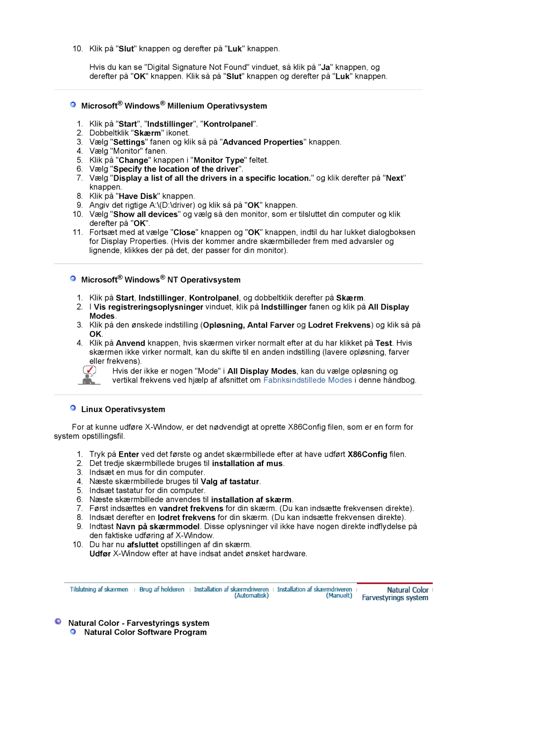 Samsung LS19VDPXBQ/EDC, LS19VDPXHQ/EDC manual Microsoft Windows NT Operativsystem, Linux Operativsystem 