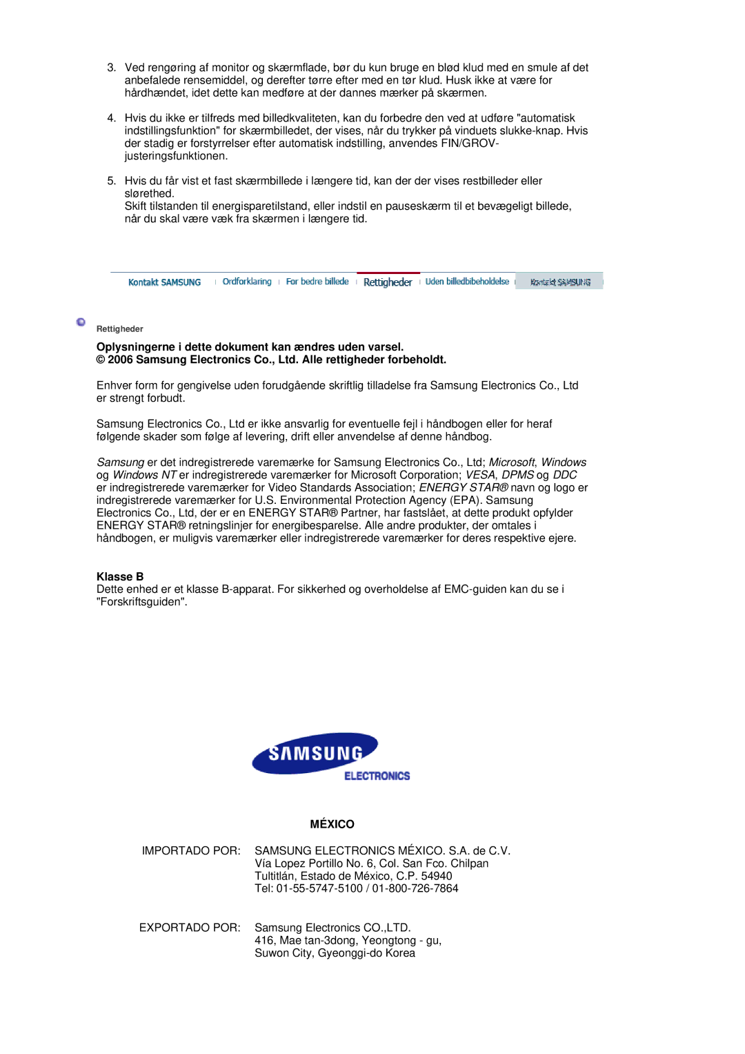 Samsung LS19VDPXBQ/EDC, LS19VDPXHQ/EDC manual México 