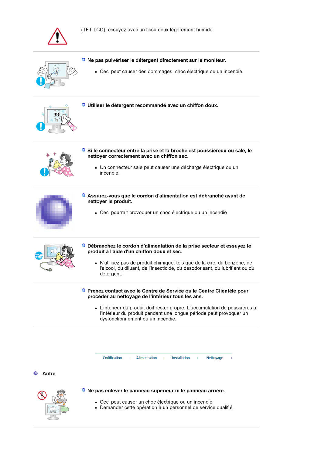 Samsung LS19WJNKS/EDC manual Ne pas pulvériser le détergent directement sur le moniteur 