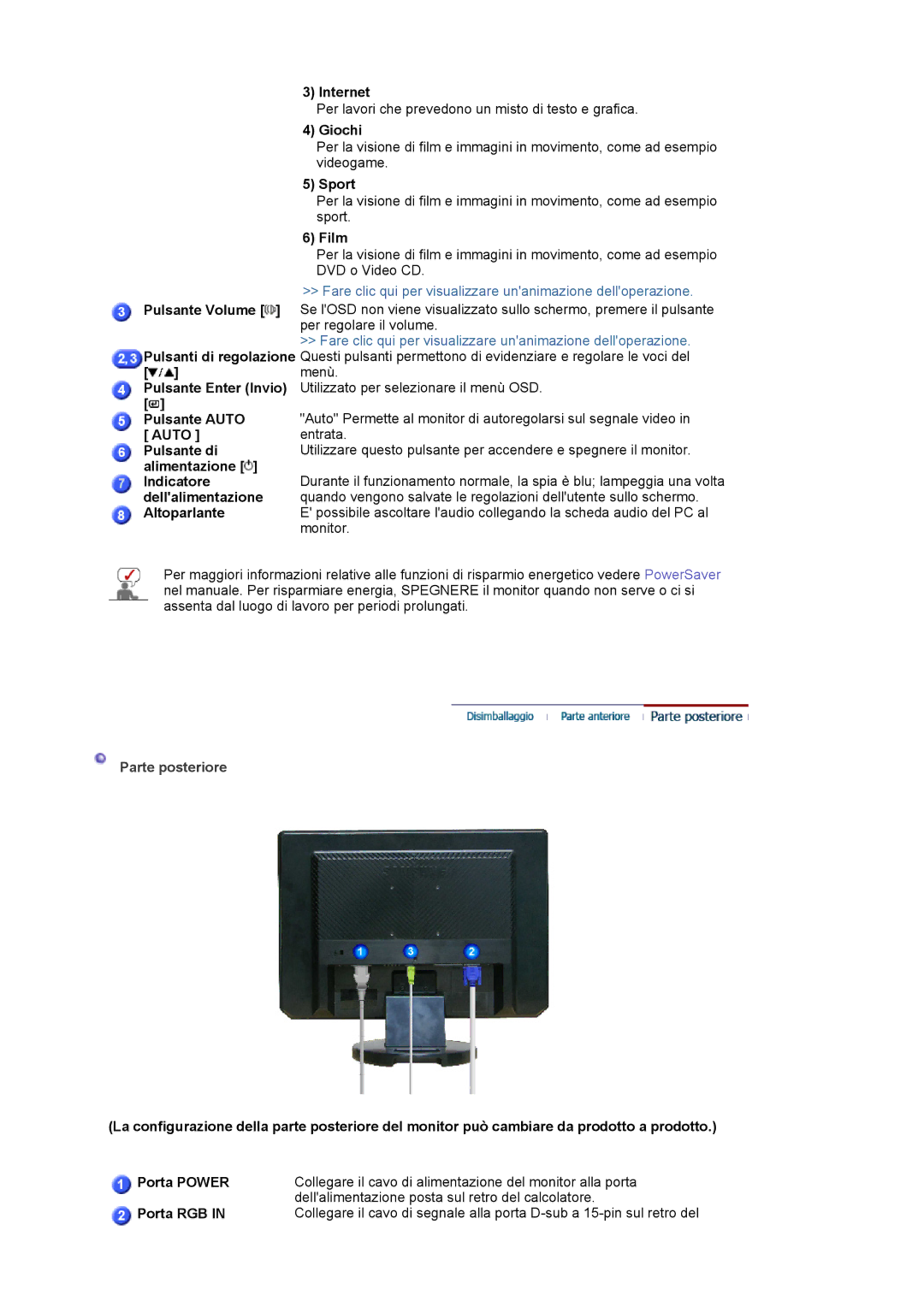 Samsung LS19WJNKS/EDC manual Parte posteriore 