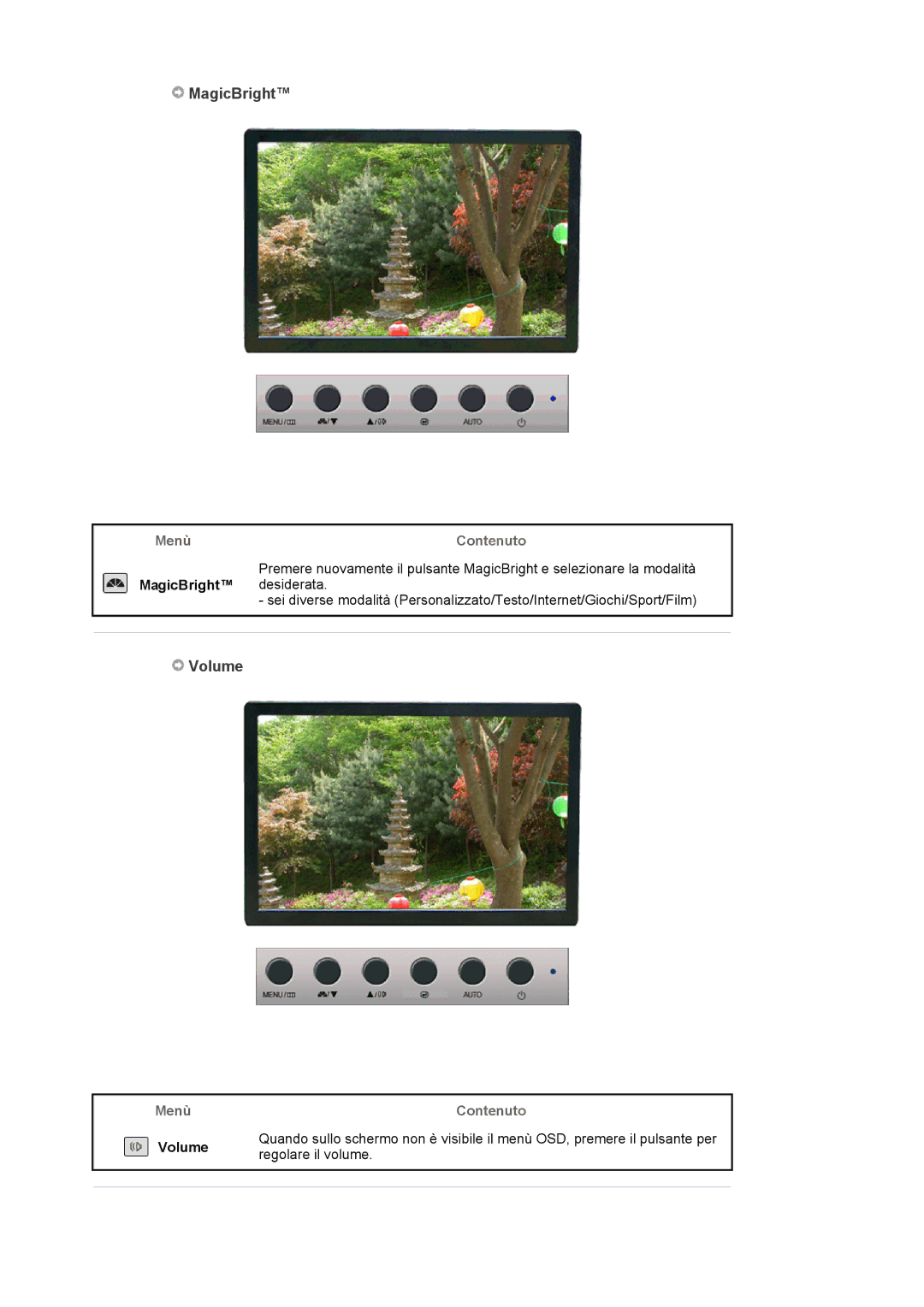 Samsung LS19WJNKS/EDC manual Menù Contenuto Volume, Regolare il volume 