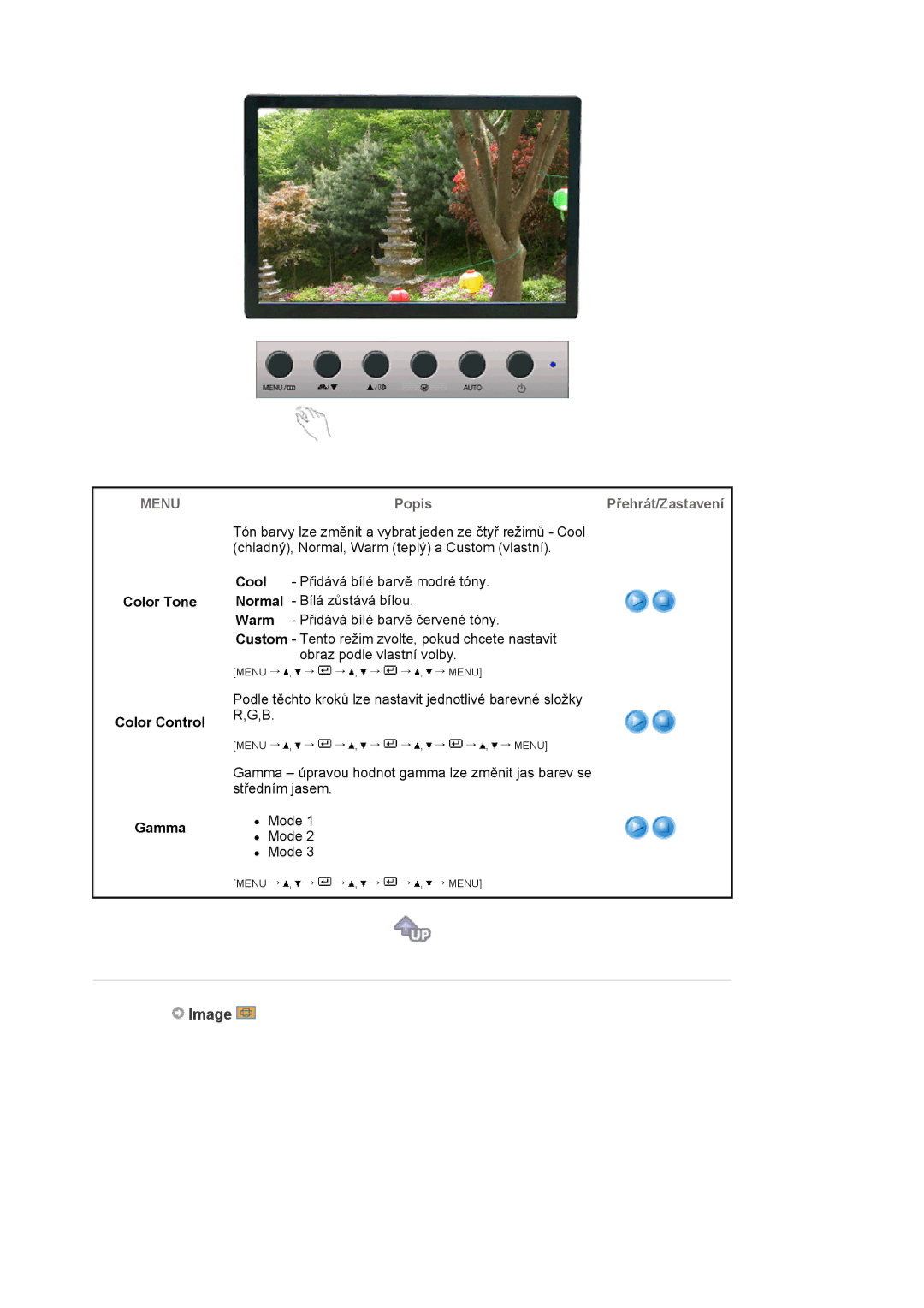 Samsung LS19WJNKS/EDC manual Image, Color Tone Color Control Gamma, Cool Normal Warm 