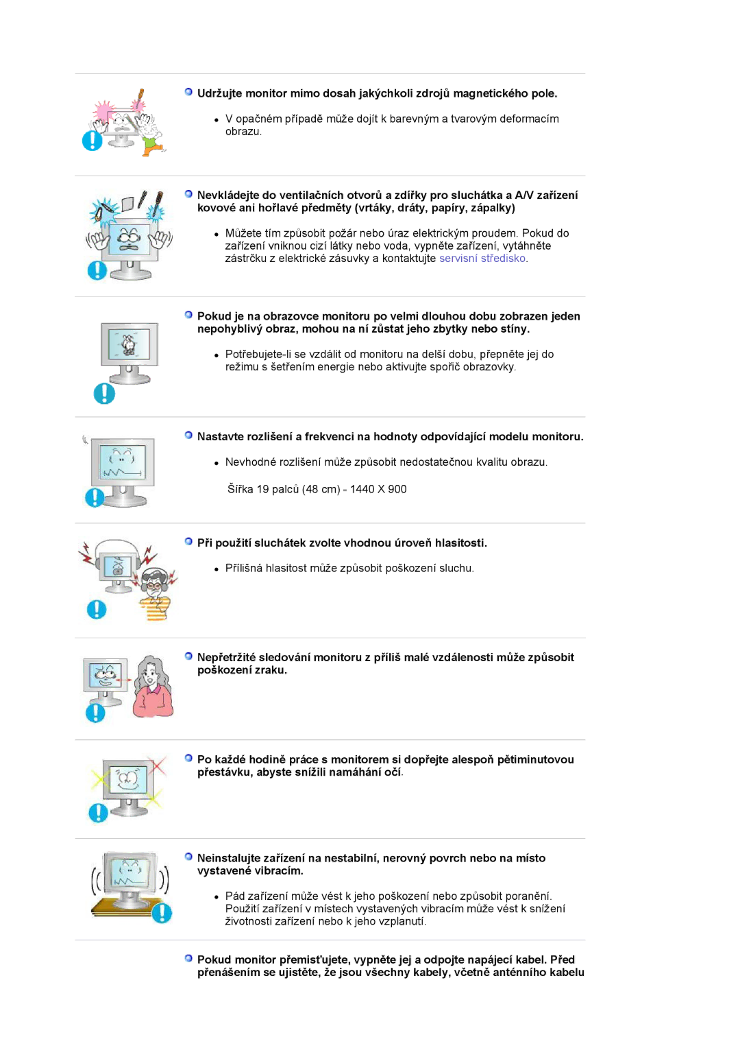 Samsung LS19WJNKS/EDC manual Při použití sluchátek zvolte vhodnou úroveň hlasitosti 