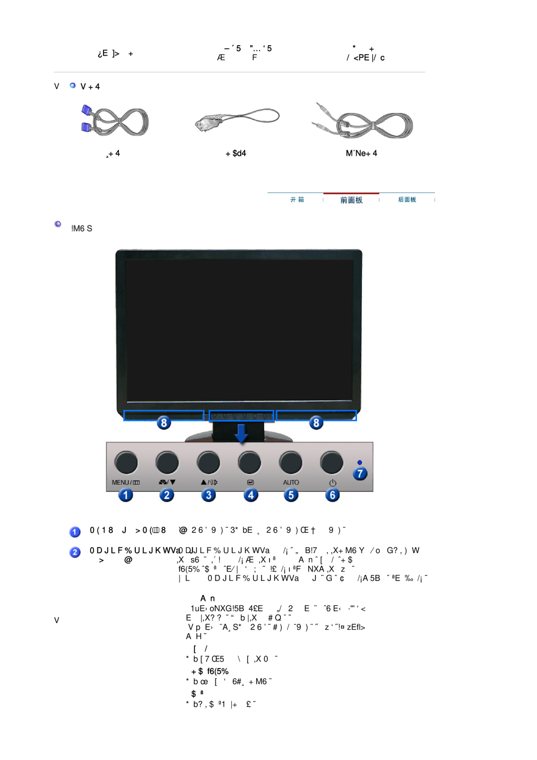 Samsung LS19WJNKS/EDC manual 前面板 