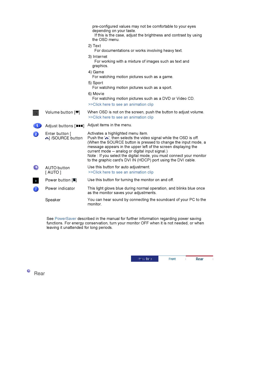 Samsung LS19WJWKBV/XSV manual Rear 