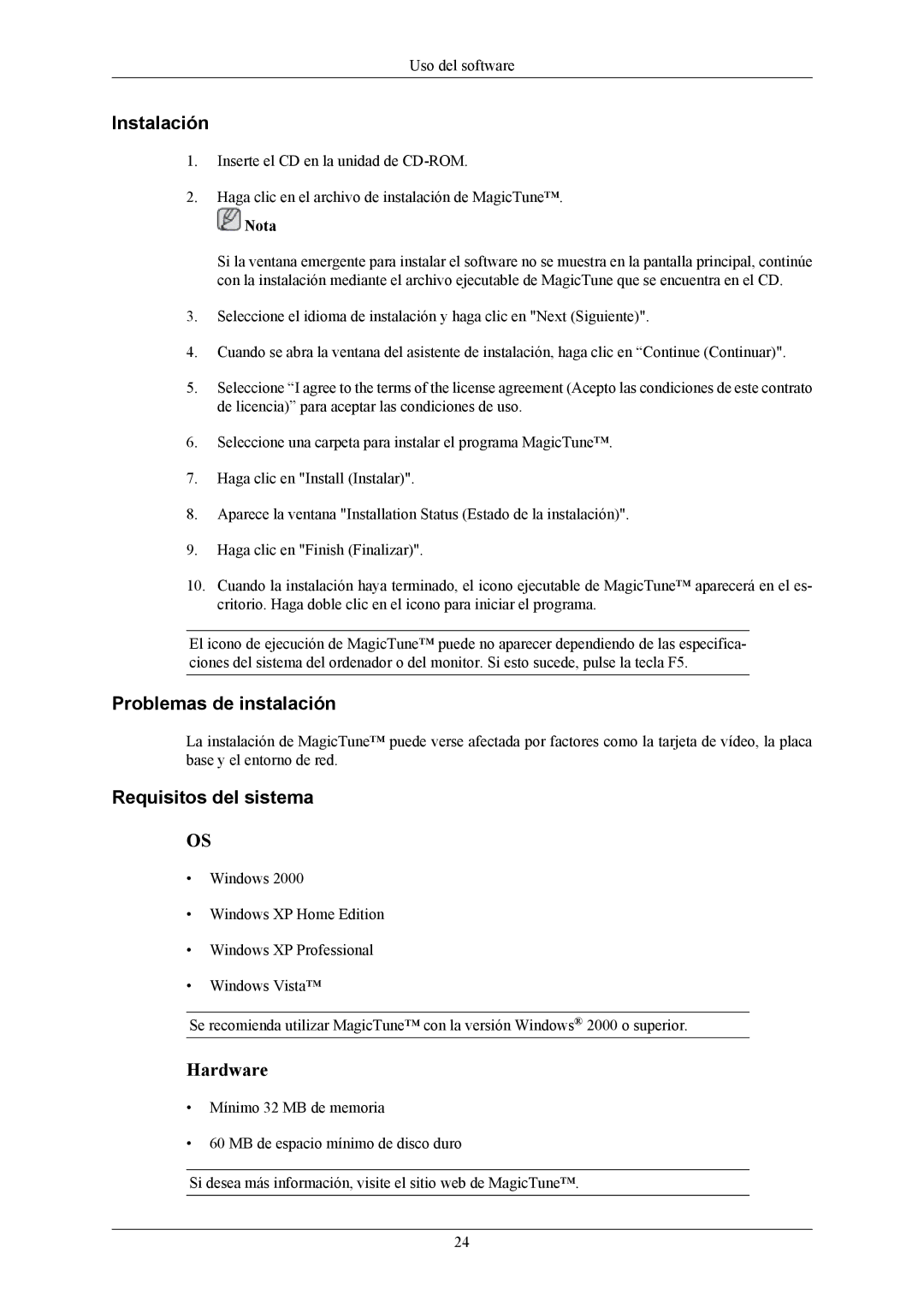 Samsung LS20AQWJFV/EDC, LS22AQWJFV/EDC manual Problemas de instalación, Requisitos del sistema 