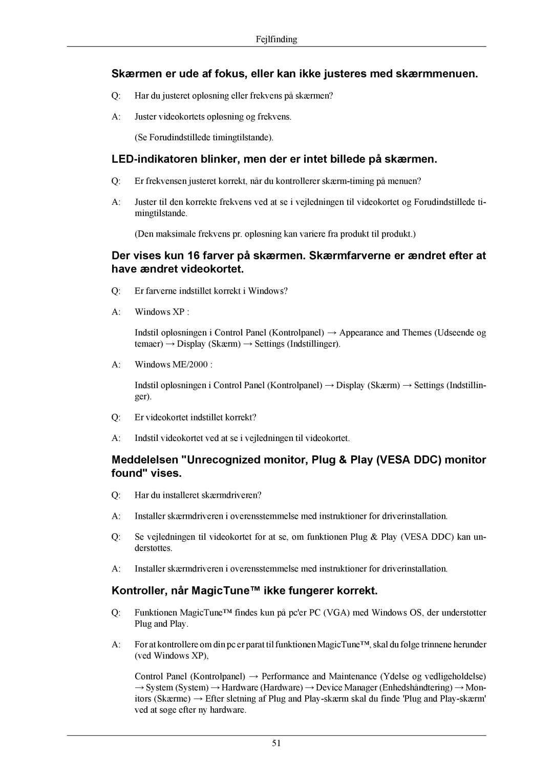 Samsung LS20AQWJFV/EDC, LS22AQWJFV/EDC manual LED-indikatoren blinker, men der er intet billede på skærmen 