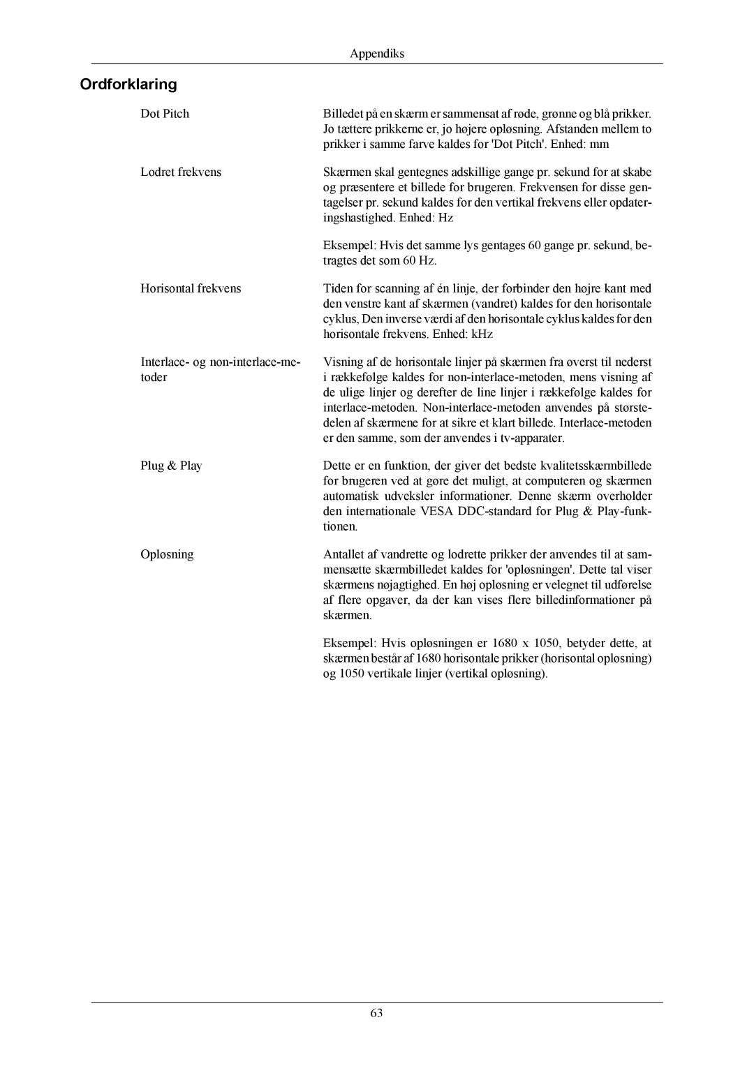 Samsung LS22AQWJFV/EDC, LS20AQWJFV/EDC manual Ordforklaring 