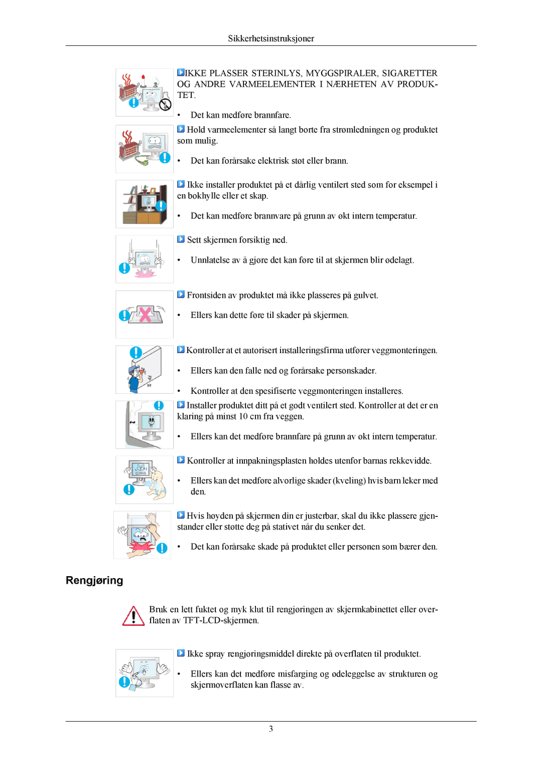 Samsung LS20AQWJFV/EDC, LS22AQWJFV/EDC manual Rengjøring 