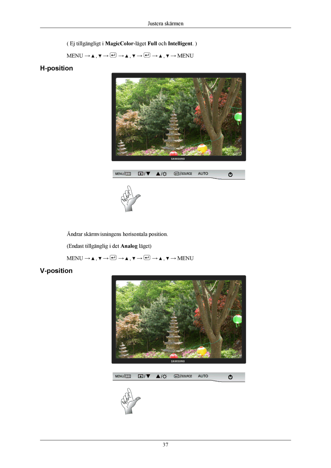 Samsung LS22AQWJFV/EDC, LS20AQWJFV/EDC manual Position 