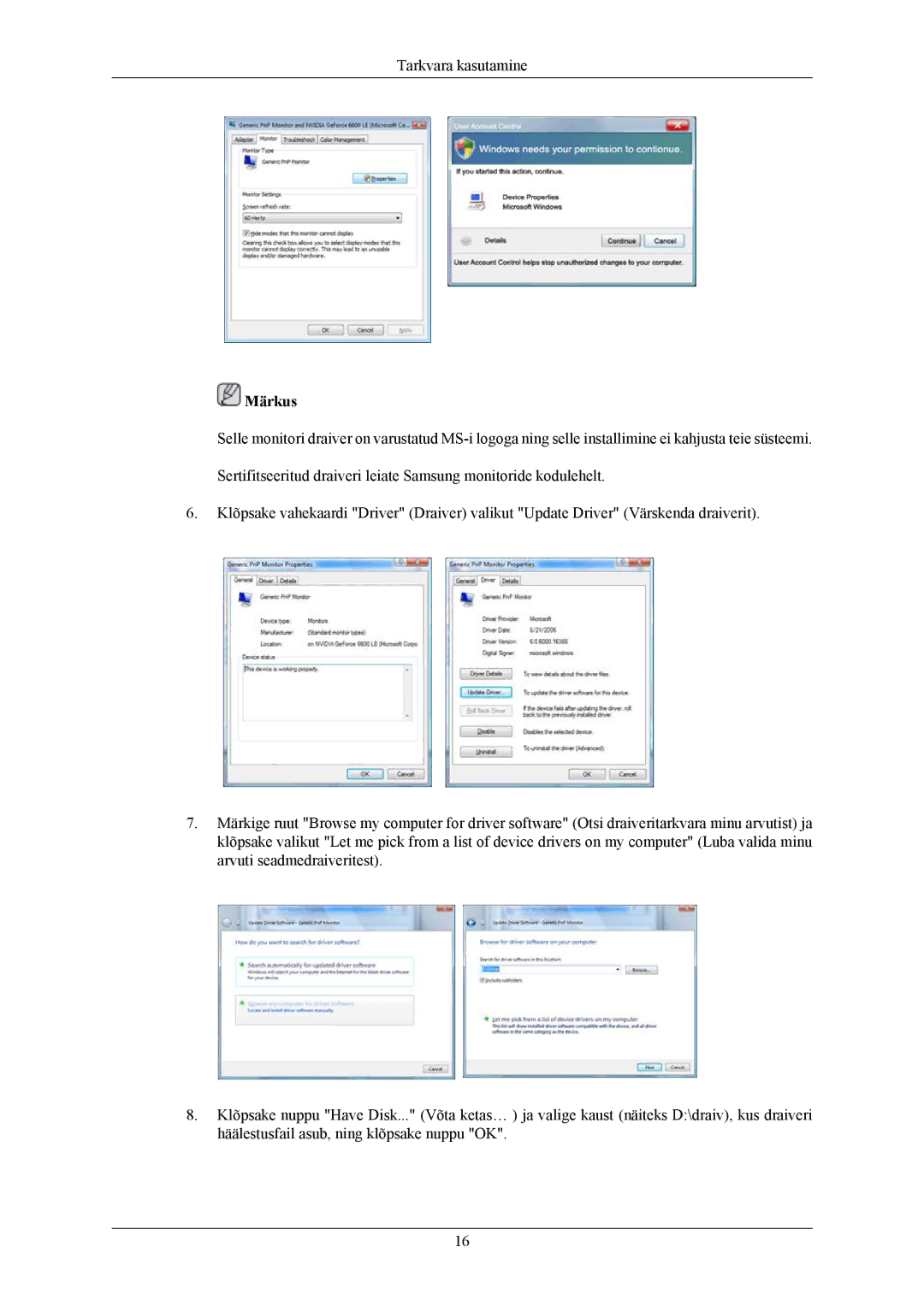 Samsung LS20AQWJFV/EDC, LS22AQWJFV/EDC manual Tarkvara kasutamine 