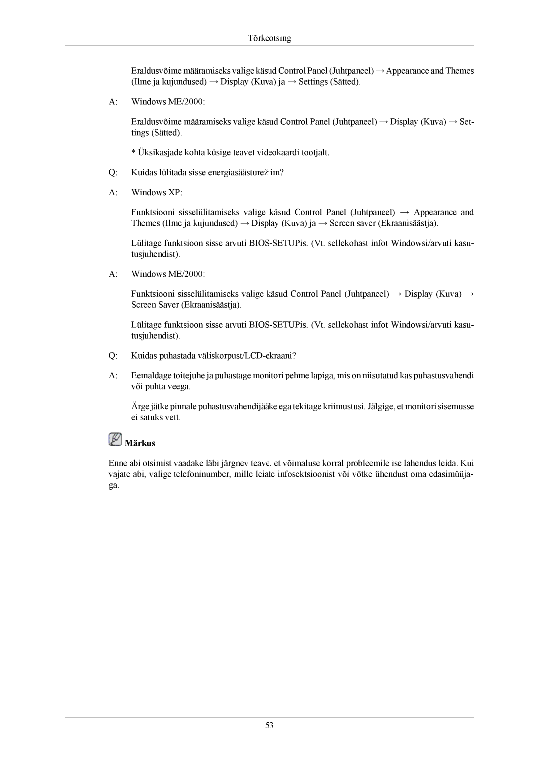 Samsung LS22AQWJFV/EDC, LS20AQWJFV/EDC manual Märkus 