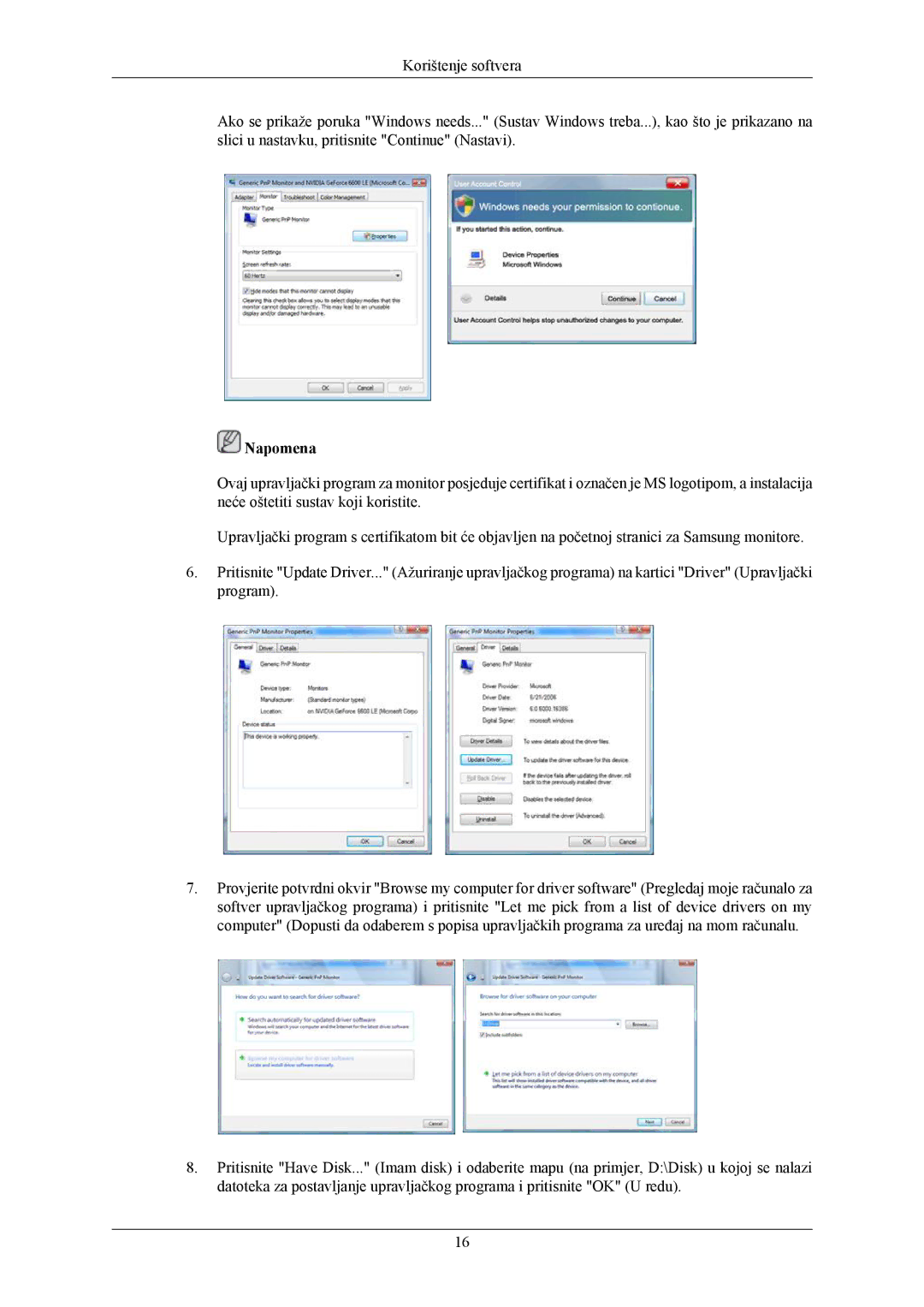 Samsung LS22AQWJFV/EDC, LS20AQWJFV/EDC manual Napomena 