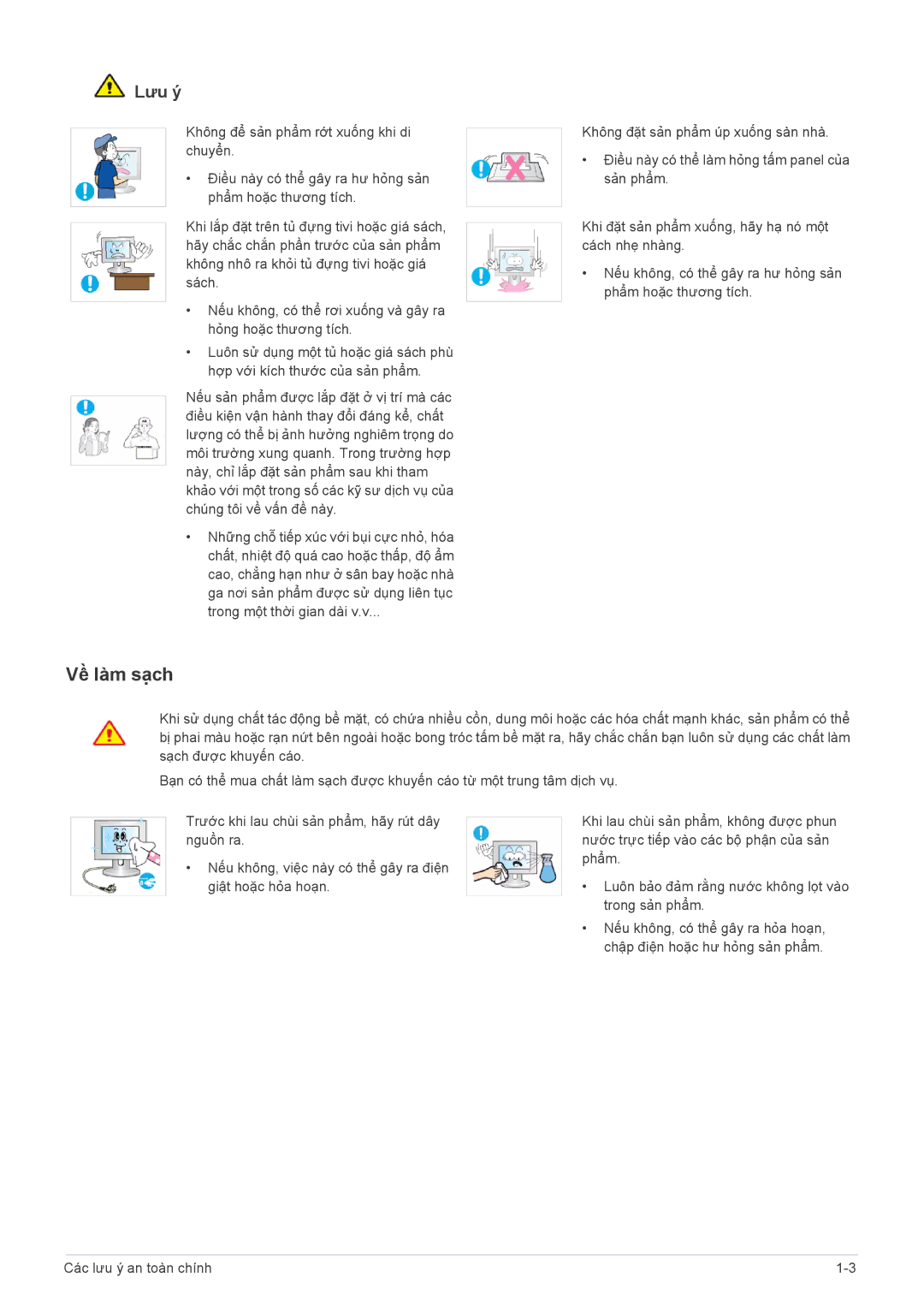 Samsung LS20B3UVMV/ZA manual Về làm sạch 