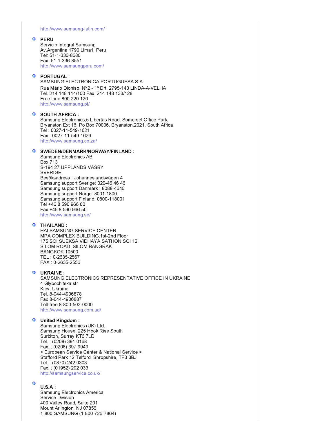 Samsung LS20BRCAS/EDC, LS20BRCASZ/EDC manual Portugal, United Kingdom 