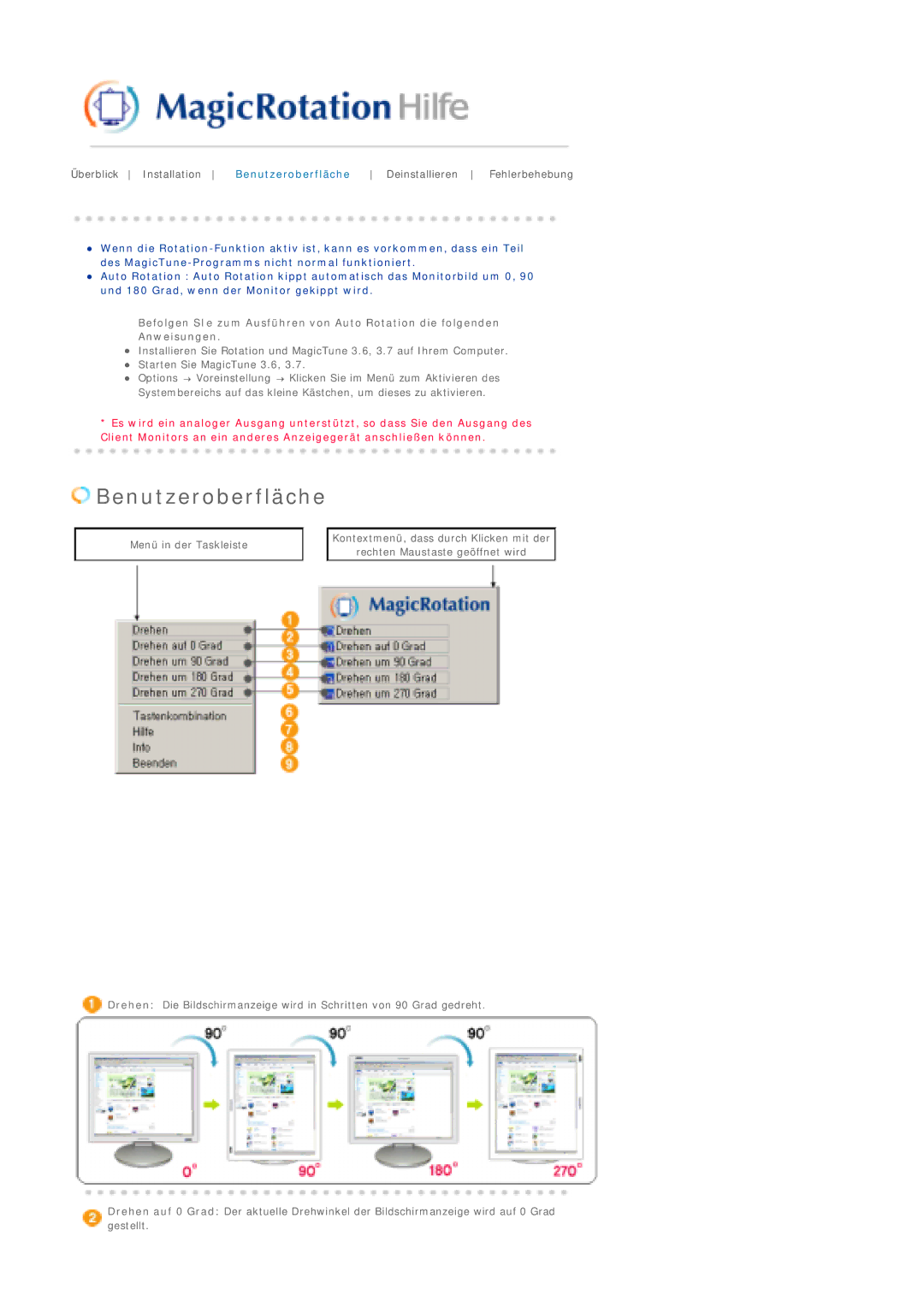 Samsung LS20BRCASZ/EDC manual Benutzeroberfläche 