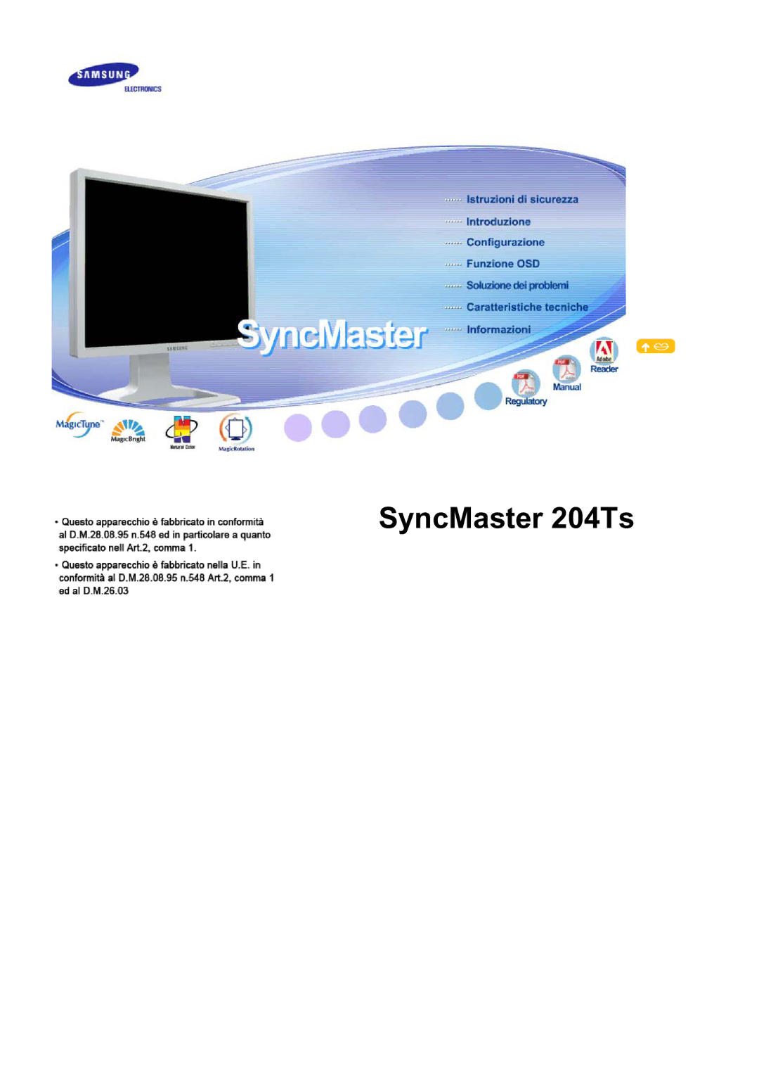 Samsung LS20BRCASZ/EDC manual SyncMaster 204Ts 